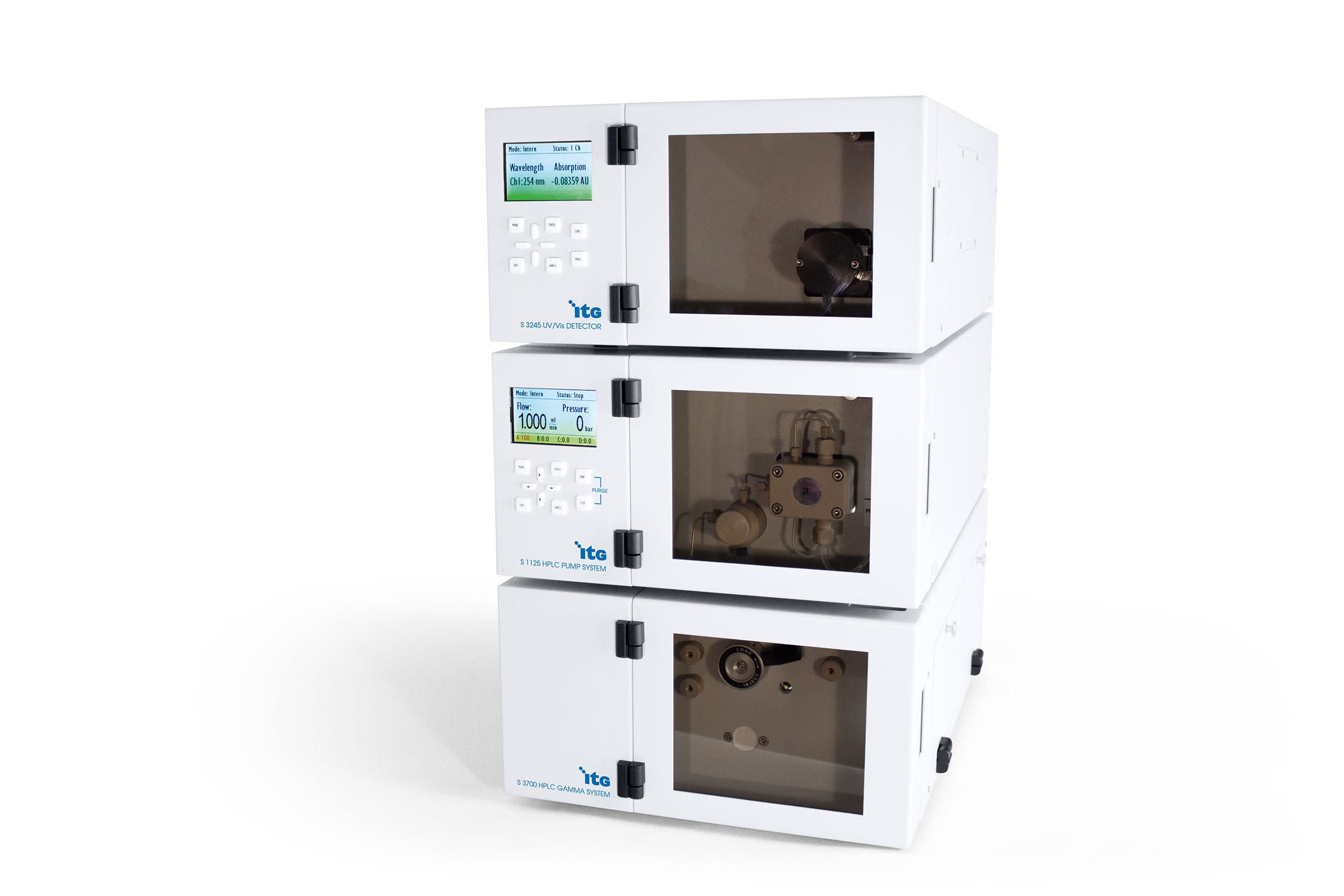 ITG HPLC system with UV detector and pump modules stacked